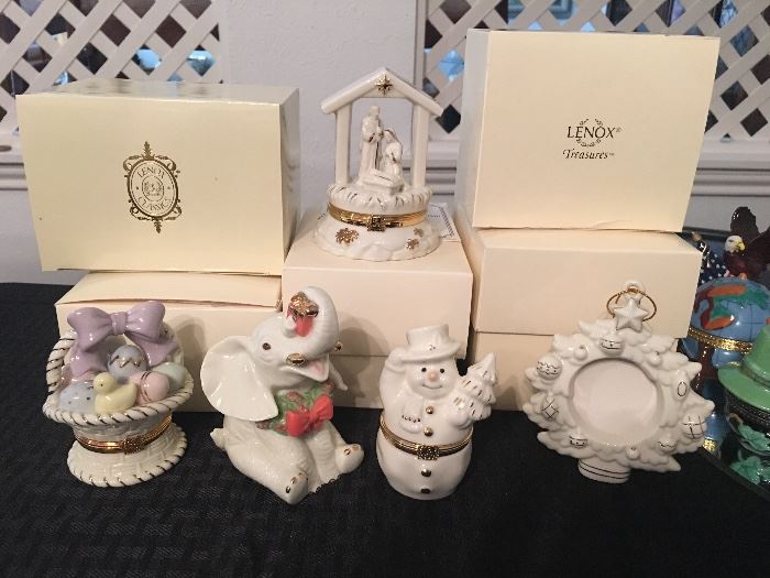 Lenox porcelain boxes and ornaments