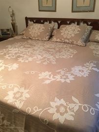 King matteress , box spring & frame bed and bedding