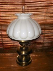 MILK GLASS BRASS LAMP
