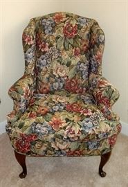 FLORAL WING BACK CHAIR - WE HAVE THE PAIR !