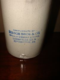 ANTIQUE HIRSCH BROS & CO - GLAZE STONEWARE PITCHER
