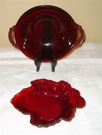 ANTIQUE RUBY PRESSED GLASS