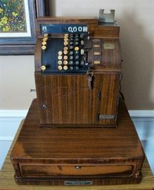 WORLD WAR II ERA - DATED 1944' NATIONAL CASH REGISTER W/KEYS & ORIGINAL PLATE.