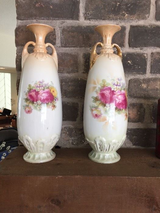 pair Victorian vases