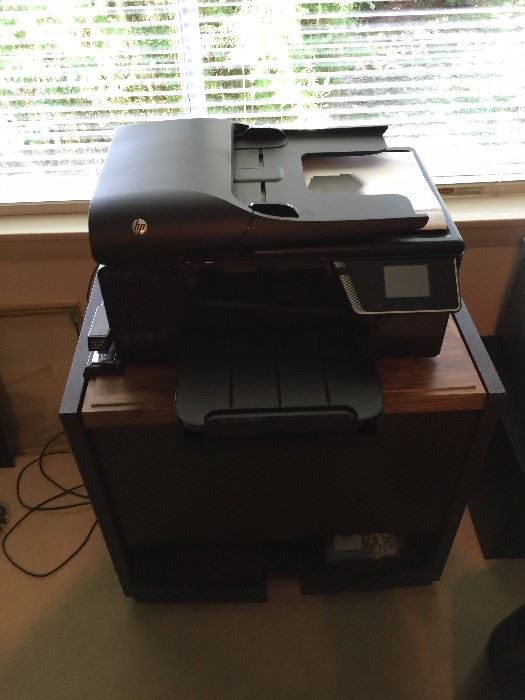 HP printer, rolling file drawer