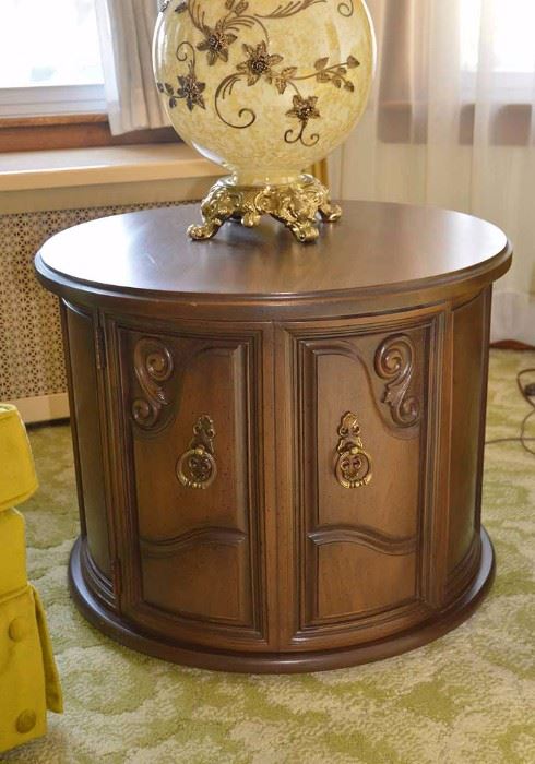 Vintage Round Accent Table / Cabinet
