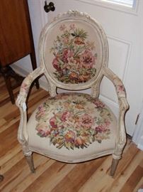 French Cameo Back Needlepoint Gents Chair