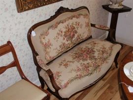 Hand Carved C 1870's Mahogany French Style Love Seat