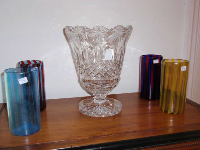 Irish Cut Glass Vase & Venetian Glass