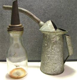 vintage oli bottle with spout, oil can with spout