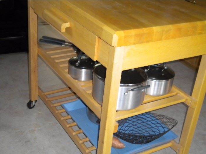 Butcher's block on casters with drawer