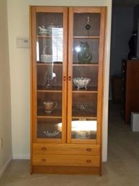 Domino Mobler of Denmark-Danish Modern glass front cabinet with two drawers