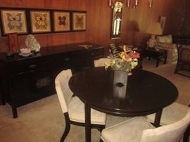 Century black lacquer dining set