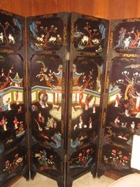 Ornate Asian Screen, Lots of inlay and great detail. both sides are finished