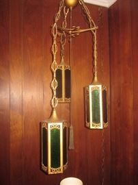 Mid Century swag lamp, blue and green