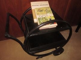 Black rattan tea cart