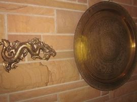Brass decor, Brass dragon, brass wall hanging