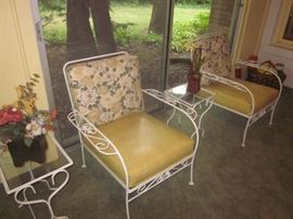 Vintage cast iron patio set, matching table and chairs, end tables, sofa, coffee table