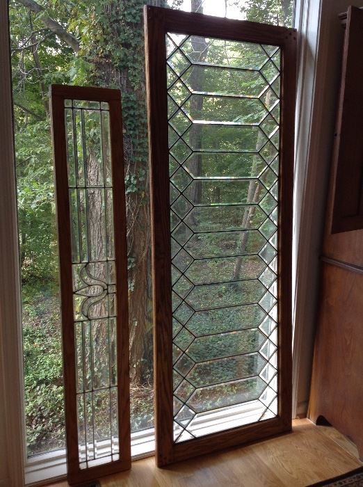 beautiful leaded glass windows, the one on the right is about 6 feet wide