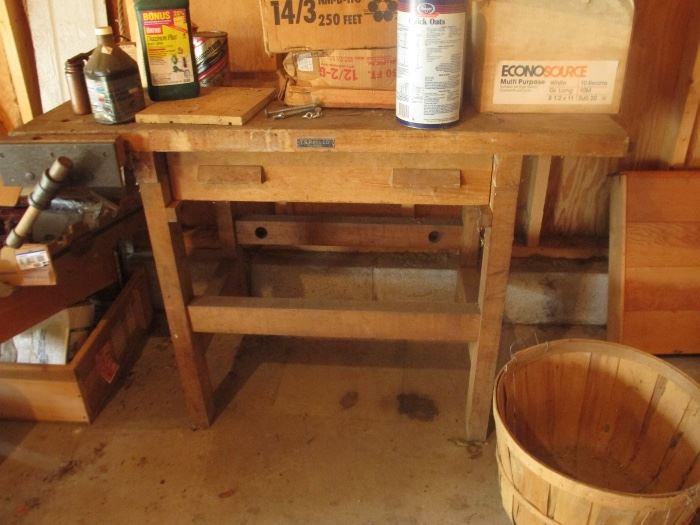 T. B. RAYL COMPANY OF DETROIT ANTIQUE WOODEN WORK BENCH