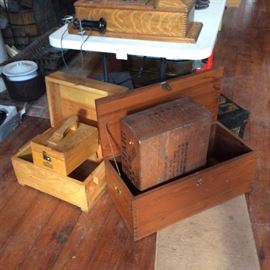 ANTIQUE BOXES, CRATES ALL SIZES AND SHAPES