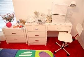 There are 4 night tables like the one shown on the left and 2 desks like the one shown.