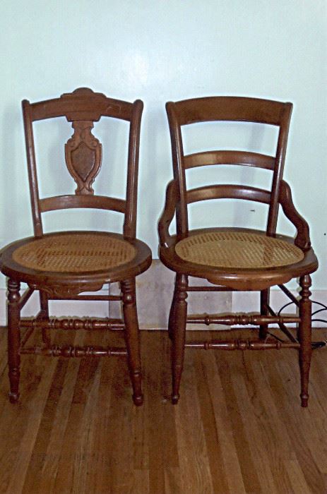 Eastlake and Ladder Back caned seat chairs