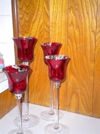 Red candle holders