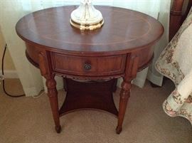 Oval One-Drawer Side Table