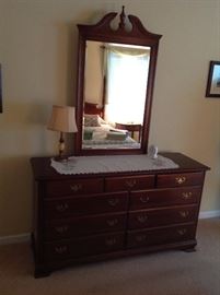 Mahogany Nine-Drawer Dresser w/ Mirror