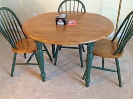 Green Painted & Maple Top Drop-Leaf Table - Detail