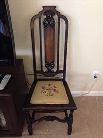 Antique Walnut Tudor Needlepoint Seat Side Chair - 2 of 2