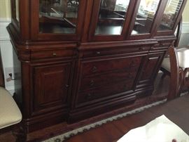 Lighted China Cabinet w/ Glass Shelves & Mirrored Back - Detail