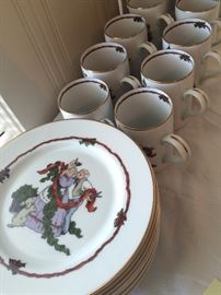 Dessert plates and mugs - "Deck the Halls" by Fitz and Floyd