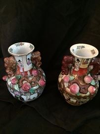 Pair of Famille Rose vases