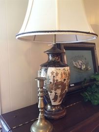 One of two Satsuma lamps (warriors & women)