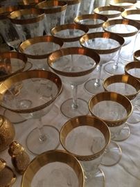 Gold rimmed glassware