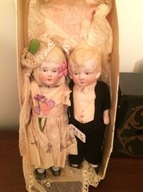 Vintage bride & groom dolls