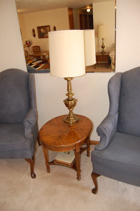 Vintage beveled mirror and matching chairs