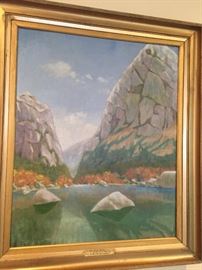 F.M. De La Coze oil painting The Half Dome, Yosemite Valley