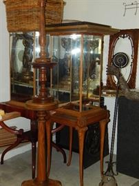 Antique Pedestals, Glass Display Cases