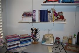 "WHITE" SEWING MACHINE, REFERENCE BOOKS, THREAD, ETC.