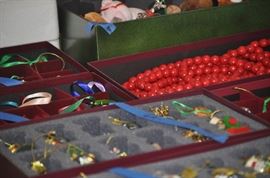 CHRISTMAS ORNAMENTS AND STORAGE BOXES - MANY HALLMARK 