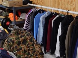 Men's Name brand clothing.... lots of hunting & fishing gear, outdoor gear