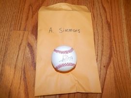 Andrelton Simmons autographed baseball. 