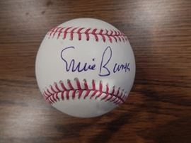 Ernie Banks' autographed baseball. Baseball Hall of Fame.