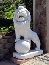 Pair of majestic palace guard lions!! 4' x 2' by over 6' tall. These are carved stone, not concrete or resin. Estimated cost of moving will be available at the sale.