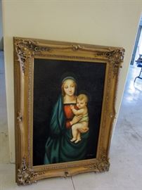 Madonna and child oil painting