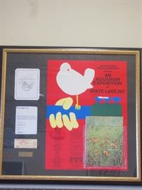 Original poster, program, admission ticket and c.o.a. letters from Woodstock