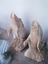 Solid stone fishes 3' tall